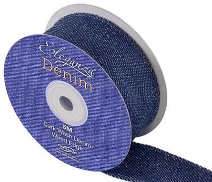 Eleganza Denim Ribbon 38mm x 5m - Ribbons